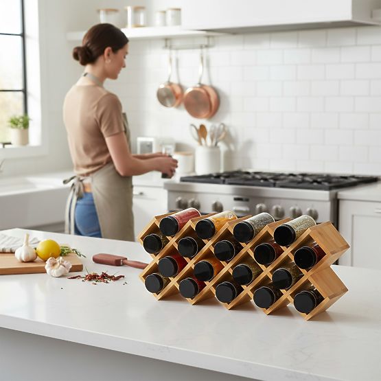 Bambus-Gewürzständer KOCHEN 18 Gläser