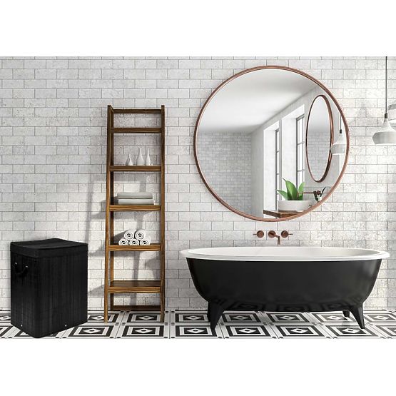 Bambus-Wäschekorb mit Deckel 100L schwarz