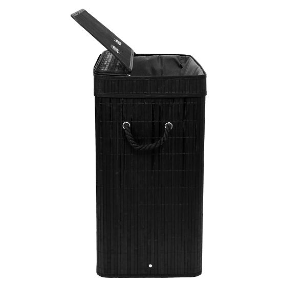 Bambus-Wäschekorb mit Deckel 100L schwarz