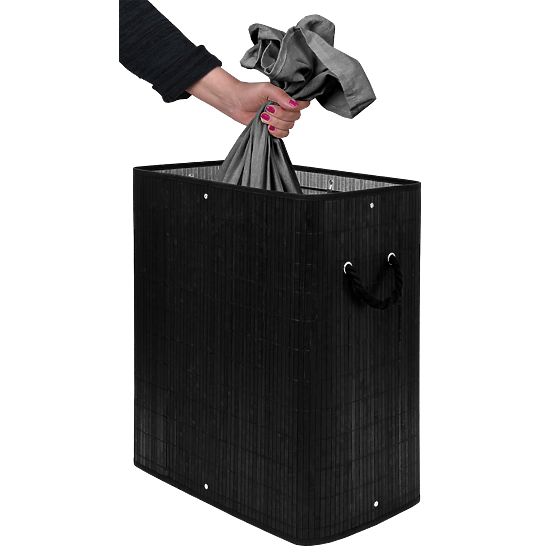 Bambus-Wäschekorb mit Deckel 100L schwarz
