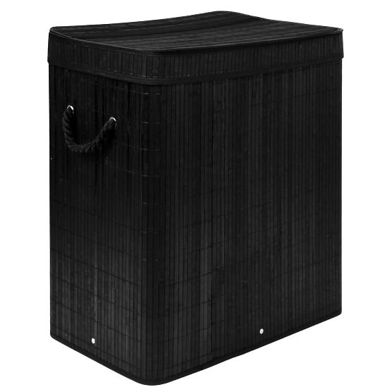Bambus-Wäschekorb mit Deckel 100L schwarz