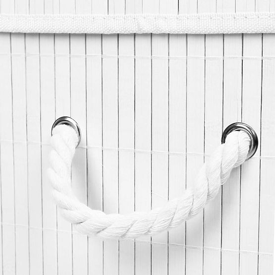 Bambus-Wäschekorb mit Deckel 100L weiß