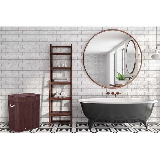 Bambus-Wäschekorb mit Deckel 100L Wenge