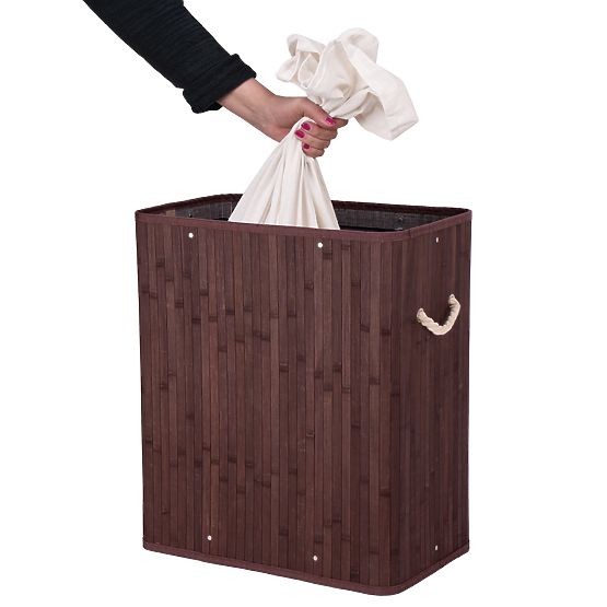 Bambus-Wäschekorb mit Deckel 100L Wenge