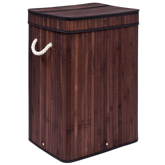 Bambus-Wäschekorb mit Deckel SOREN 80L Wenge