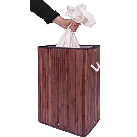 Bambus-Wäschekorb mit Deckel SOREN 80L Wenge