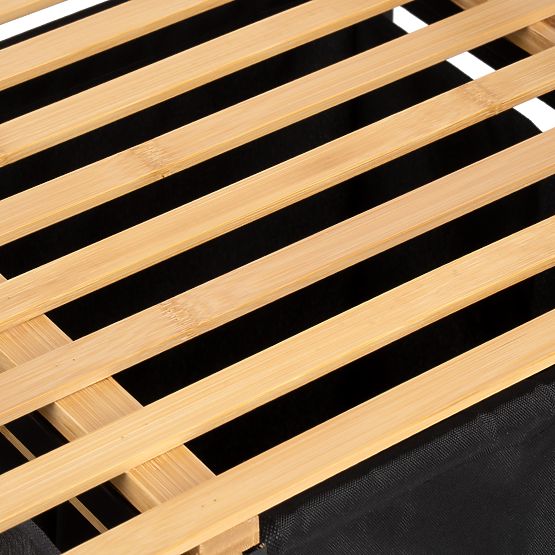 Bambus-Wäschekorb oder Spielzeugkorb HANOI BLACK 2 Fächer DUO FARBE