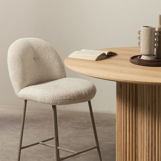 Barhocker Fiori hellbeige, abgerundete Formen