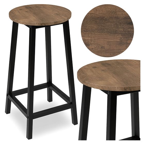 Barhocker Flint Rustikaler Loft Industrieller Gealterter Eiche