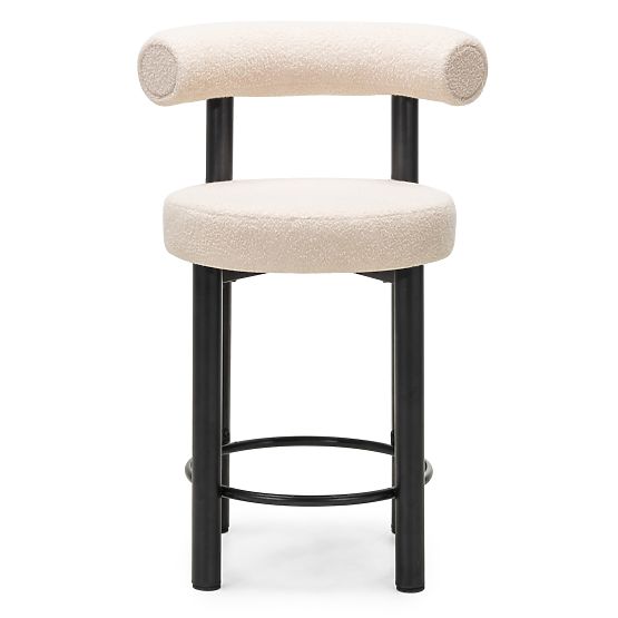 Barhocker Pedro, beige/schwarze Beine, Bouclé