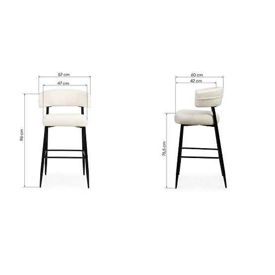 Barhocker Rosario creme/schwarze Beine