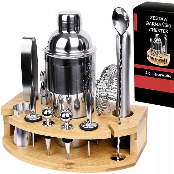Barkeeper-Set CHESTER verchromt 12 Teile