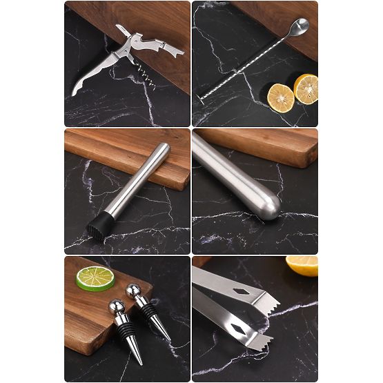 Barkeeper-Set CHESTER verchromt 12 Teile