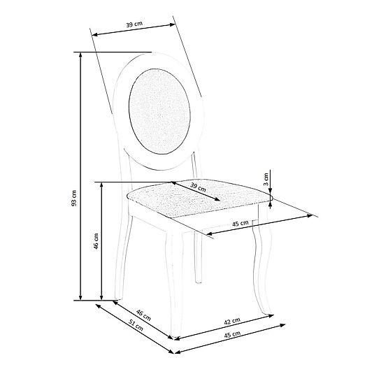 BAROCK Stuhl weiß / grau (1p=2Stk)