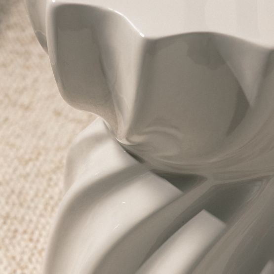 Beistelltisch Bloom 35 cm, graubeige, glänzend