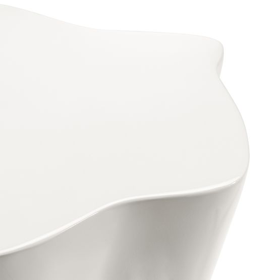 Beistelltisch Bow 49 cm, graubeige, glänzend, abgerundete Formen