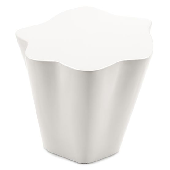 Beistelltisch Bow 49 cm, graubeige, glänzend, abgerundete Formen