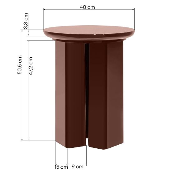 Beistelltisch Brie 40 cm, Bordeaux/Braun, glänzend