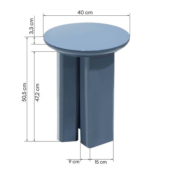 Beistelltisch Brie 40 cm, gedämpftes Blau, glänzend