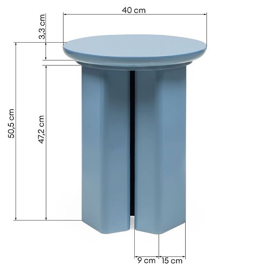 Beistelltisch Brie 40 cm, gedämpftes Blau, glänzend