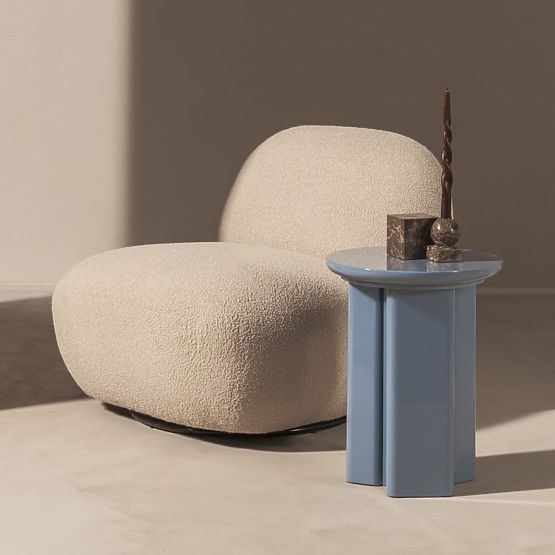 Beistelltisch Brie 40 cm, gedämpftes Blau, glänzend