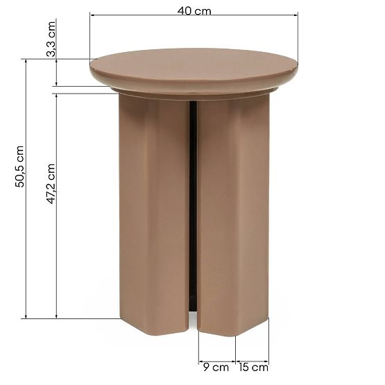 Beistelltisch Brie 40 cm, hellbraun, Mokka, glänzend