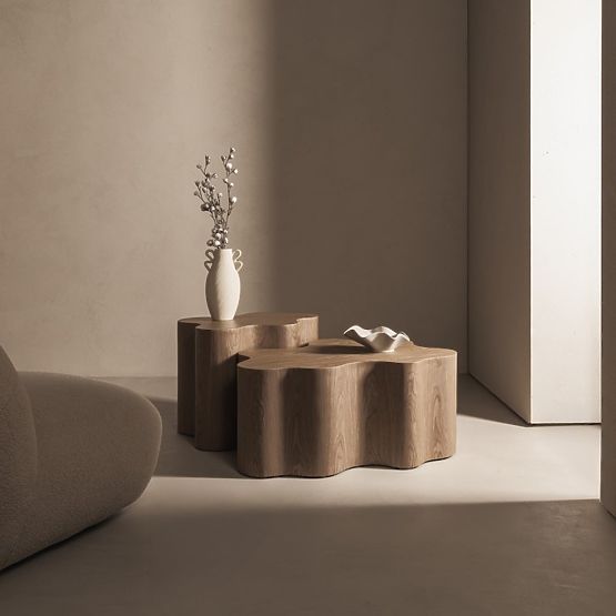 Beistelltisch Cosmo 66 cm, Nussbaum, abgerundete Formen