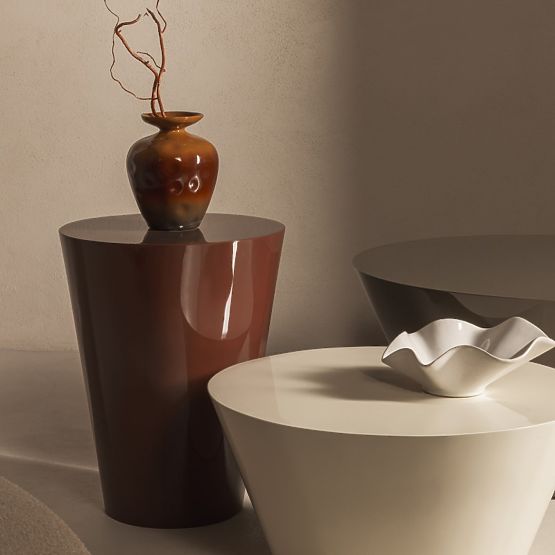 Beistelltisch Eclipso, 40 cm, bordeaux-braun, glänzend