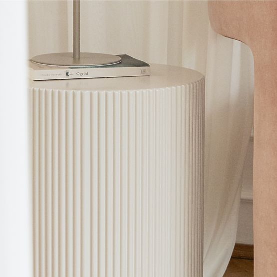 Beistelltisch Ermanno, 35 cm, graubeige, gerillt