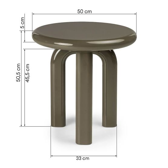 Beistelltisch Flambe 50 cm, grün/grau, glänzend