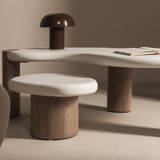 Beistelltisch Floe 50 cm, weiß/Nussbaum