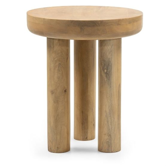 Beistelltisch Limali 50 cm, rund, Mangoholz, geschwungene Formen