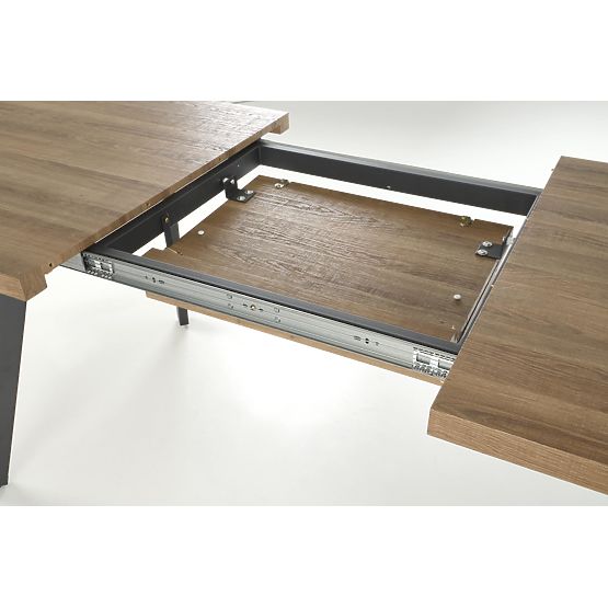 BERLIN ausziehbarer Tisch 140-180 cm, Platte - Nussbaum, Gestell - schwarz (2p=1Stk)