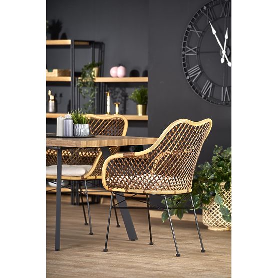 BERLIN ausziehbarer Tisch 140-180 cm, Platte - Nussbaum, Gestell - schwarz (2p=1Stk)