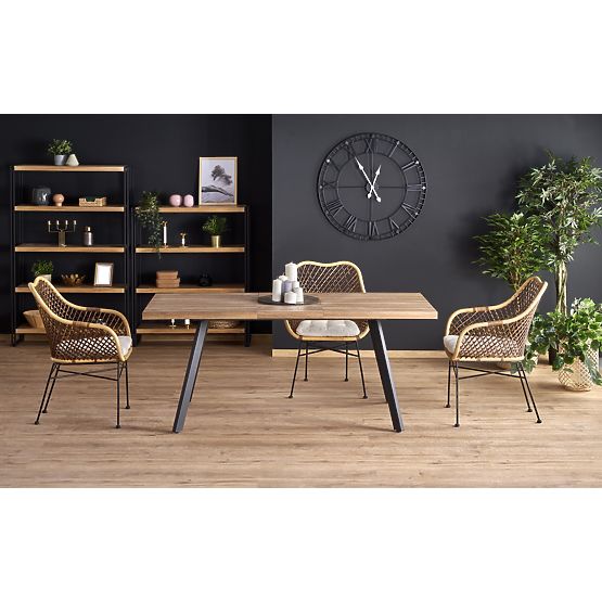 BERLIN ausziehbarer Tisch 140-180 cm, Platte - Nussbaum, Gestell - schwarz (2p=1Stk)
