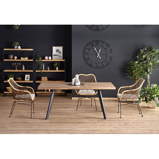 BERLIN ausziehbarer Tisch 140-180 cm, Platte - Nussbaum, Gestell - schwarz (2p=1Stk)