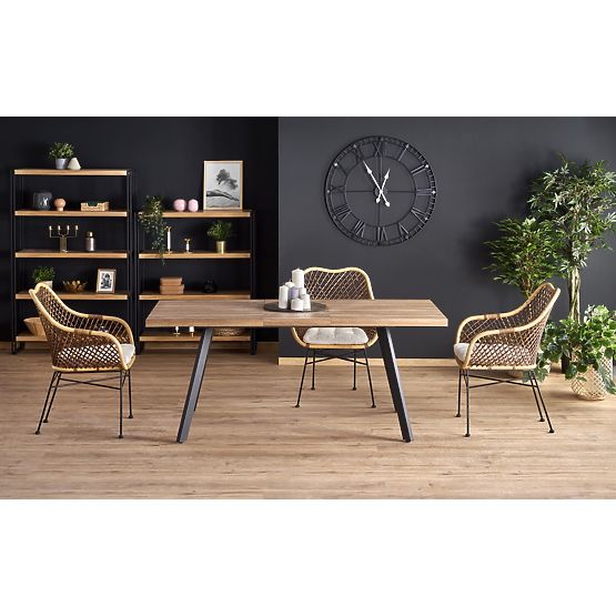 BERLIN ausziehbarer Tisch 140-180 cm, Platte - Nussbaum, Gestell - schwarz (2p=1Stk)