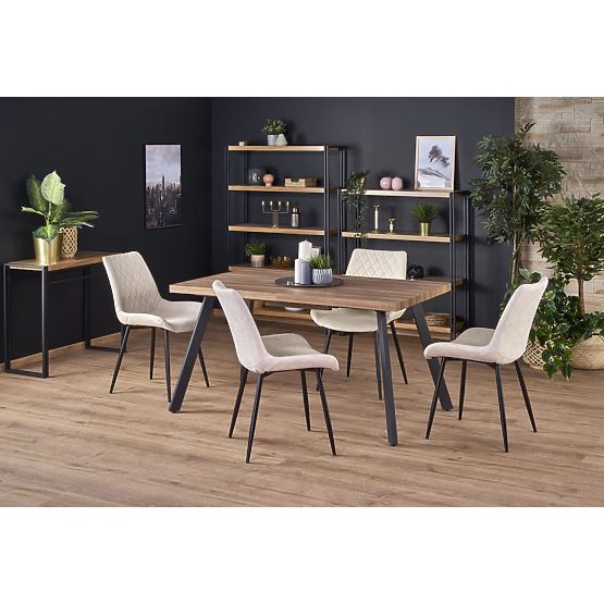 BERLIN ausziehbarer Tisch 140-180 cm, Platte - Nussbaum, Gestell - schwarz (2p=1Stk)