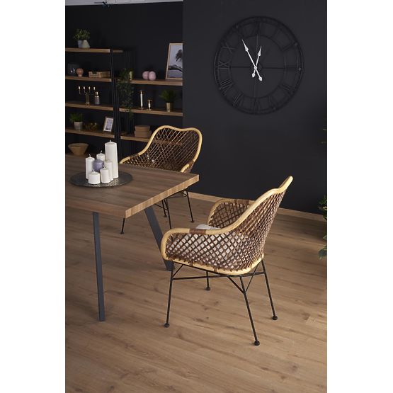 BERLIN ausziehbarer Tisch 140-180 cm, Platte - Nussbaum, Gestell - schwarz (2p=1Stk)