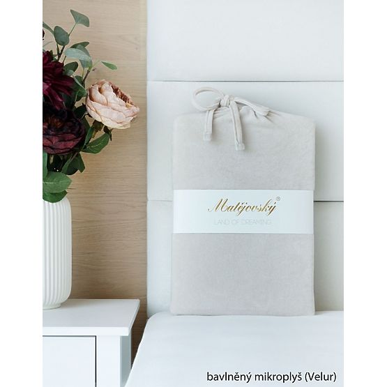 Spannbettlaken aus Baumwoll-Mikroplüsch - 160-180x200 cm - natur