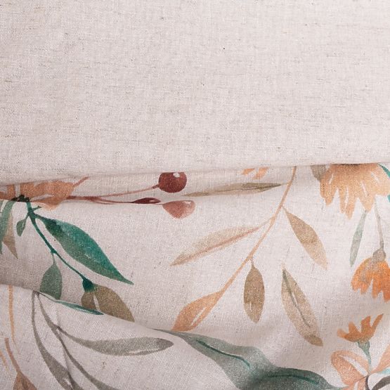 Bettwäsche-Set LINEN- leaves 220x200 + 2x 70x80