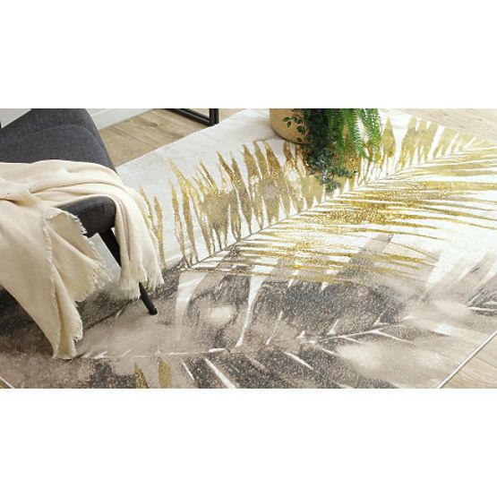 BLISS Z216AZ137 Teppich Creme / Gold - Palmblätter, modern, strukturell