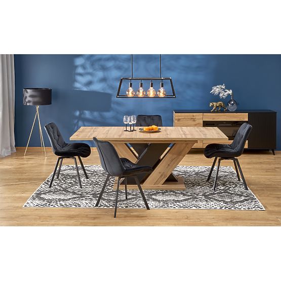 BRANDON ausziehbarer Tisch 160-200/90 cm Eiche Wotan/schwarz