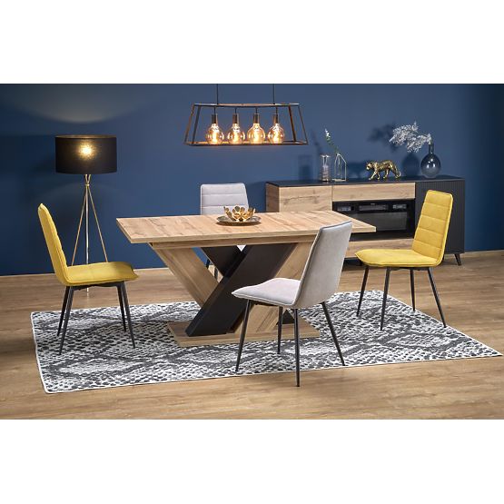 BRANDON ausziehbarer Tisch 160-200/90 cm Eiche Wotan/schwarz