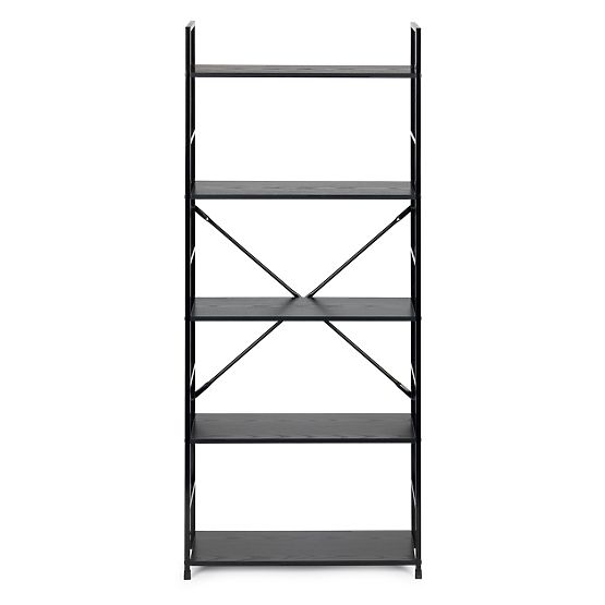 Breites Holzregal im modernen LOFT-Stil mit 5 schwarzen Regalböden