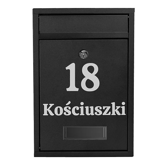 Briefkasten für Briefe Gustav schwarz mit Beschriftungen