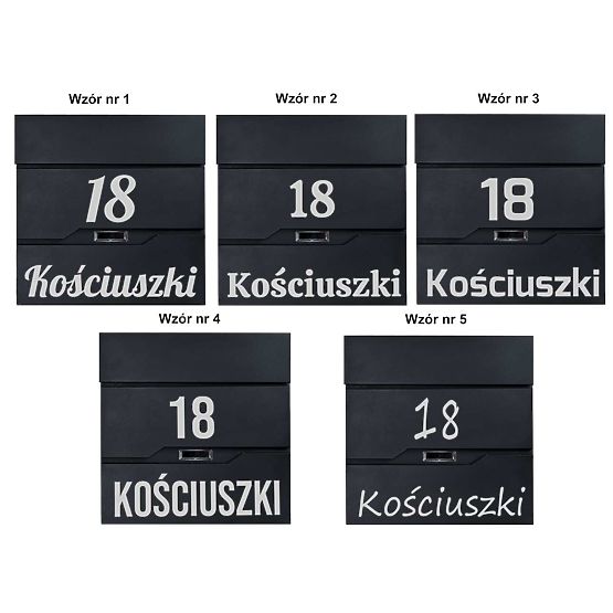 Briefkasten für Briefe Vidar schwarz mit Beschriftungen