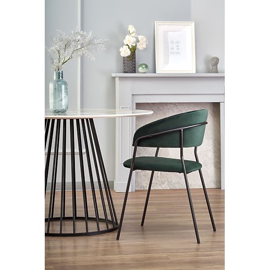 BRODWAY Tischplatte - weißer Marmor, Bein - schwarz (2p=1 Stück)