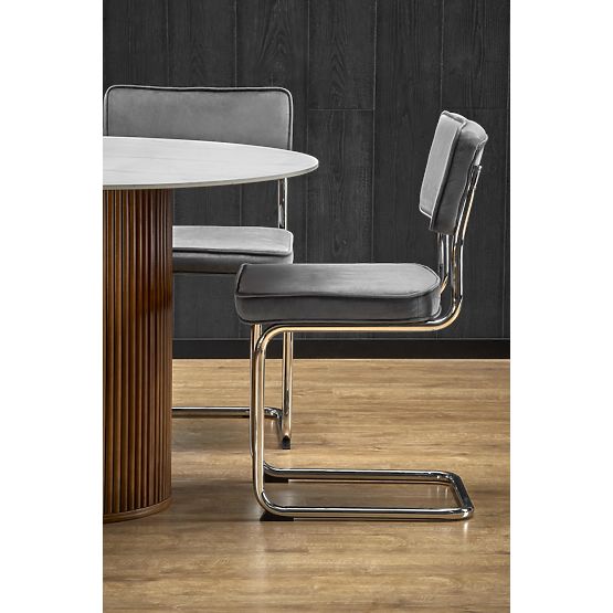 BRUNO runder Tisch, weißer Marmor / Walnuss (2p=1Stk)