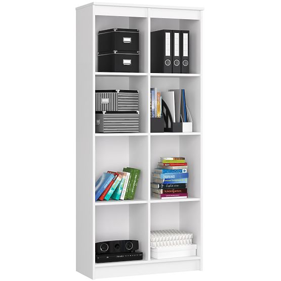 BÜROREGAL R 80 cm CLP 8 FÄCHER WEISS